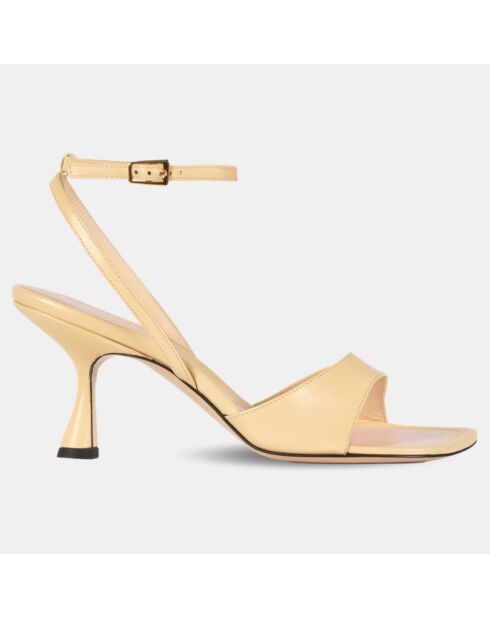 Beigefarbene Bride Sandalen aus Lammleder - 8 cm Absatz