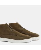 Derbies en Velours de Cuir mid vert kaki