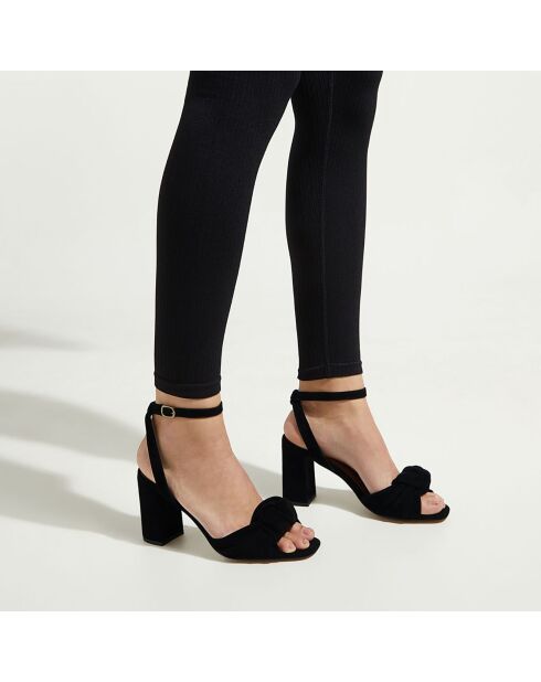 Schwarze Sandalen aus Veloursleder mit Absatz 8,5 cm