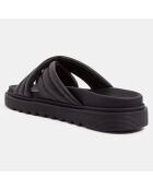 Mules plates en Cuir matelassées noires