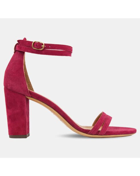 Sandali 853 in pelle di velluto rosa - tacco 8 cm