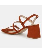 Sandales à talon en Cuir orange brique - Talon 6 cm