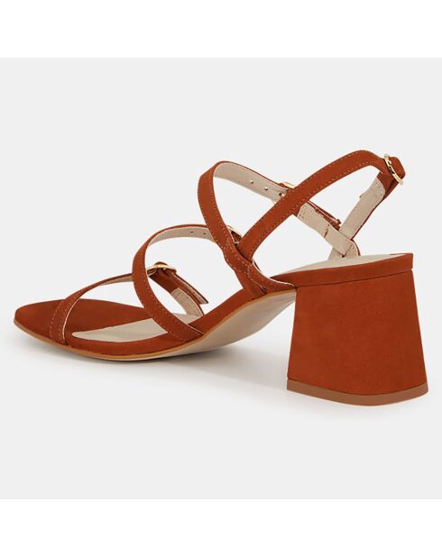 Sandalen aus ziegelorangefarbenem Leder mit Absatz 6 cm