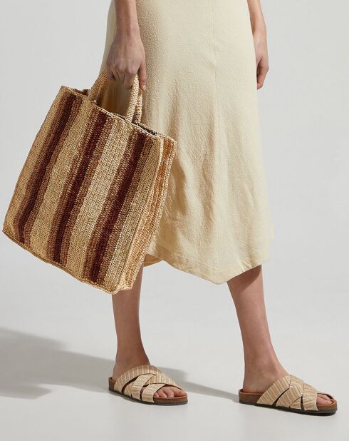 Sac cabas Airo rayé Tricolore marron/multicolore - 35x15x40 cm