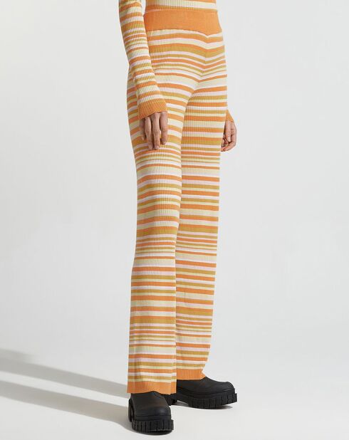 Pantalon en Maille côtelée Awa rayé multicolore