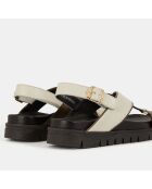 Sandales en Cuir blanc/kaki