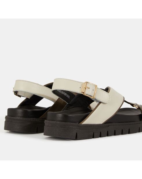 Sandales en Cuir blanc/kaki