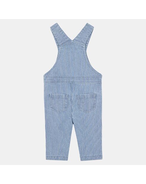 Salopette Aligator toile rayée bleu/écru
