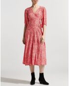 Robe midi portefeuille Nacre imprimée rose