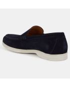 Mocassins en Velours de Cuir bleu marine