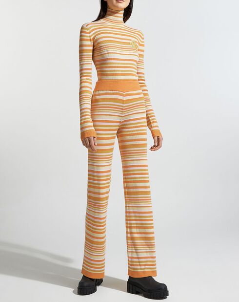 Pantalon en Maille côtelée Awa rayé multicolore
