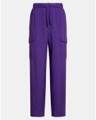 Pantalon en Lin mélangé fluide Cargo violet