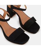 Sandales à talon en Cuir noires - Talon 7.5 cm
