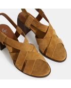 Sandales à talon en Cuir camel
