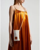 Pochette de téléphone en Nylon écru/orange - 19x11 cm