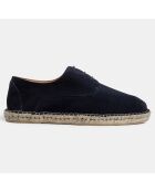 Espadrilles en Velours de Cuir bleu marine