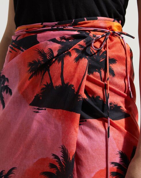 Jupe midi Jacky Wrap rose/noir