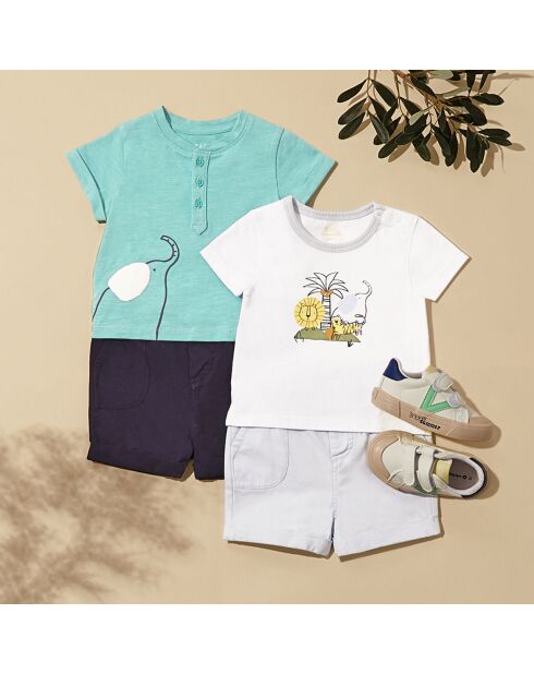 Short en Coton Bio Itano  twill bleu ciel