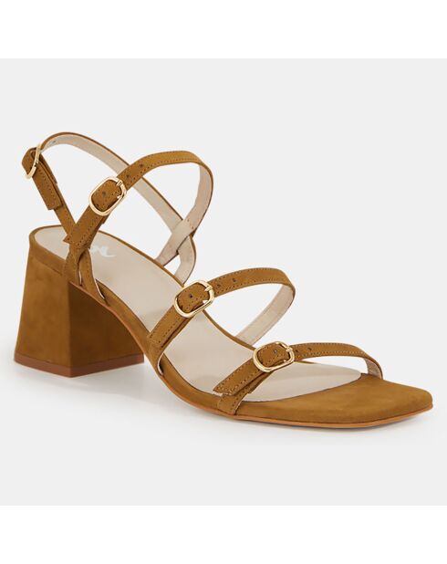 Sandales à talon en Cuir marron - Talon 6 cm