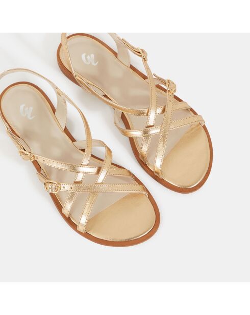 Sandales plates en Cuir dorées