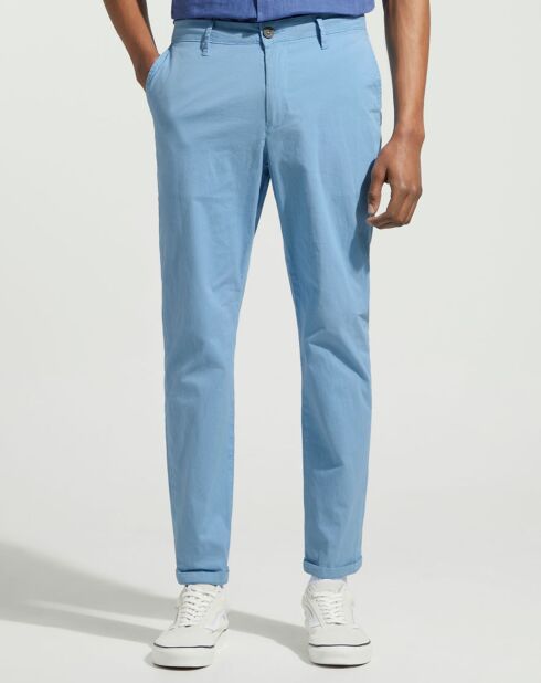 Pantalon en Coton Bio Pulight chino light bleu moyen