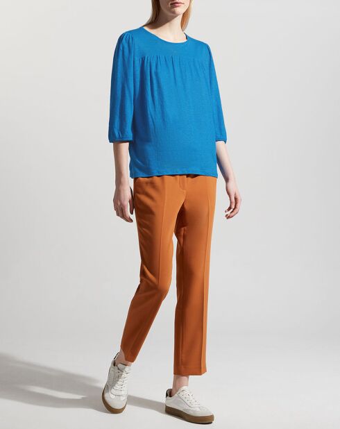 T-Shirt 100% Lin Riko bleu moyen