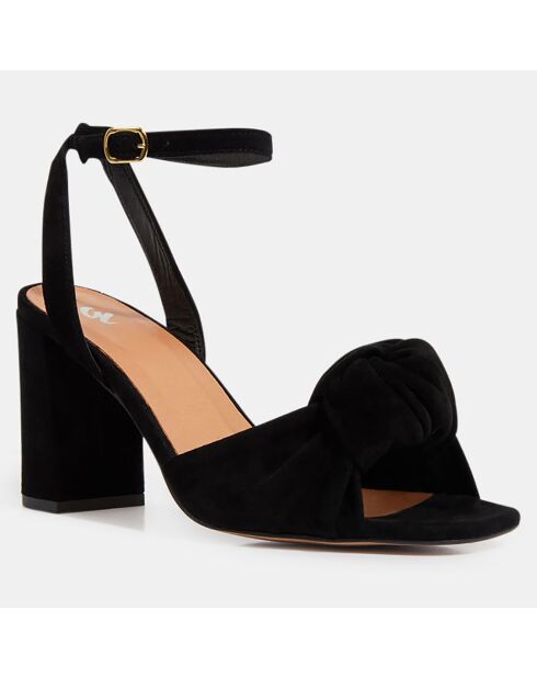 Schwarze Sandalen aus Veloursleder mit Absatz 8,5 cm