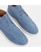 Derbies en Velours de Cuir mid bleu jean