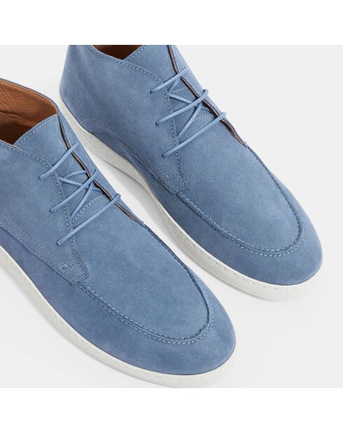 Derbies en Velours de Cuir mid bleu jean