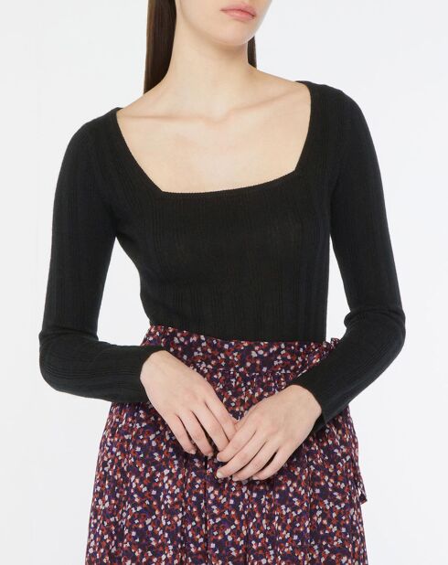 Pull en Laine & Cachemire Sacha col danseuse noir