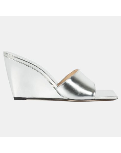 Mules en Cuir Gaia argentées - Talon 9 cm