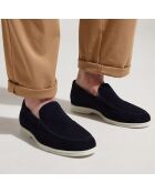 Mocassins en Velours de Cuir bleu marine