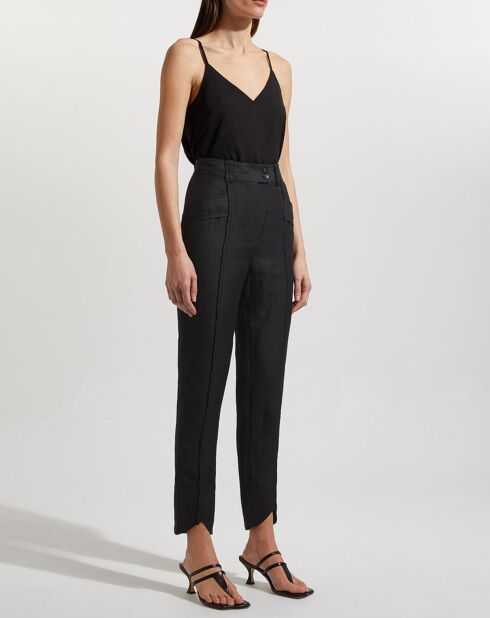 Pantalon en Lin & Rayon Surrounding noir