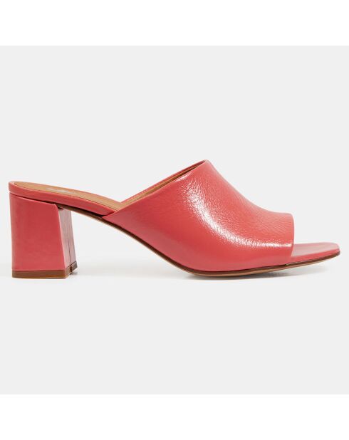 Mules à talon en Cuir rose bonbon - Talon 6 cm