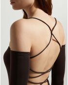 Robe midi Maddy dos nu marron foncé