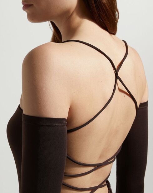 Dunkelbraunes Midikleid Maddy mit Neckholder