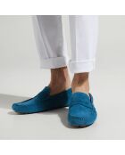 Mocassins en Velours de Cuir Diego bleus