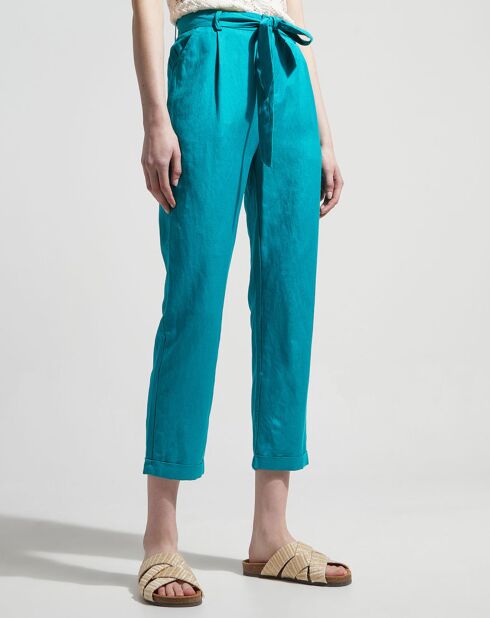 Pantalon droit chino Lupin turquoise