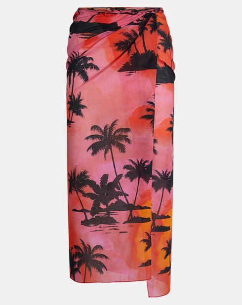 Jupe midi Jacky Wrap rose/noir
