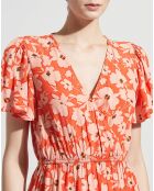 Robe midi Lauralie imprimée orange/rose