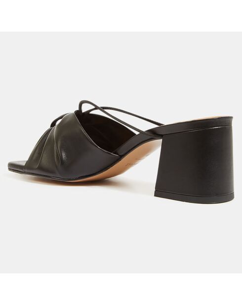 Mules en Cuir Olivia noires - Talon 7 cm