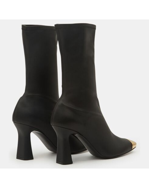 Bottines en Cuir Ellia noir/doré - Talon 9 cm