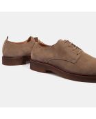 Derbies en Velours de Cuir marron taupe