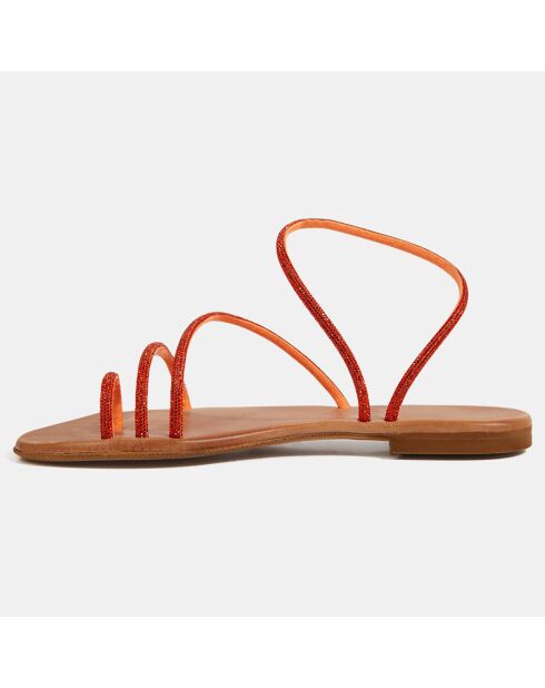 Sandales en Cuir à strass orange