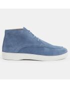 Derbies en Velours de Cuir mid bleu jean