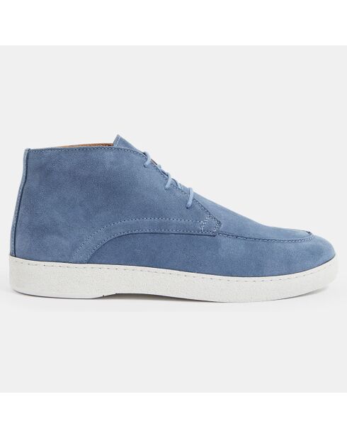 Derbies en Velours de Cuir mid bleu jean