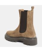 Chelsea Boots surpiqures marron taupe - Talon 4 cm