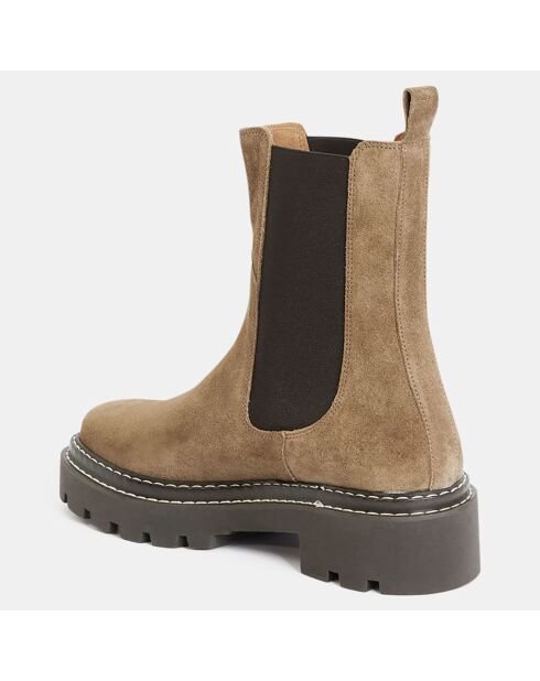 Chelsea Boots surpiqures marron taupe - Talon 4 cm