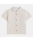 Chemise Iquinto mc rayures beige/blanc