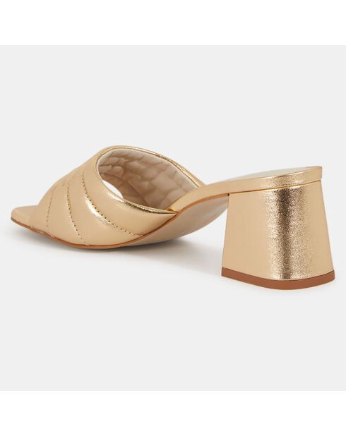 Sabot con tacco in pelle trapuntata dorata - tacco 6 cm